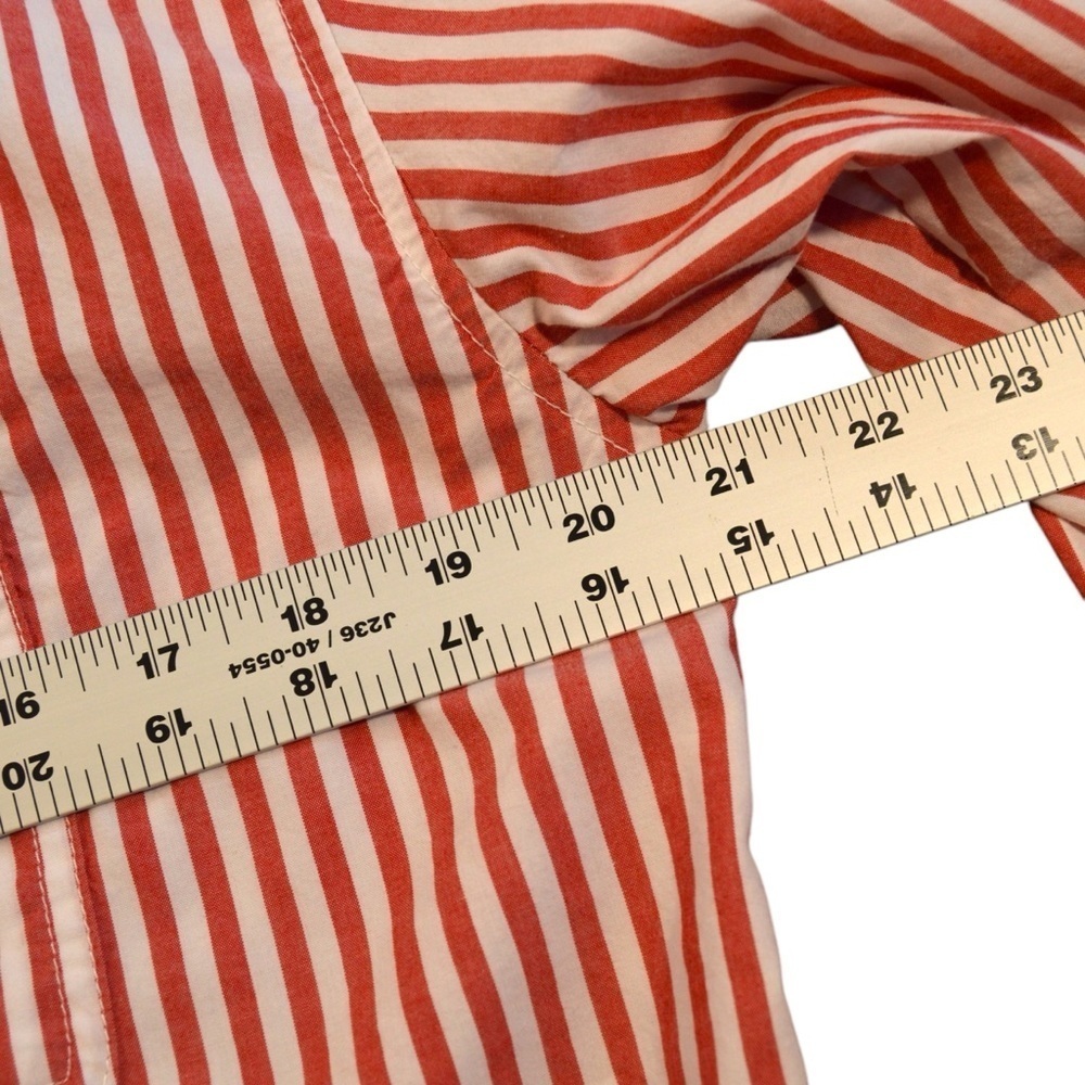 American Eagle Red & White‎ Pinstriped Cropped Button Down Blouse, Small - Picture 7 of 11